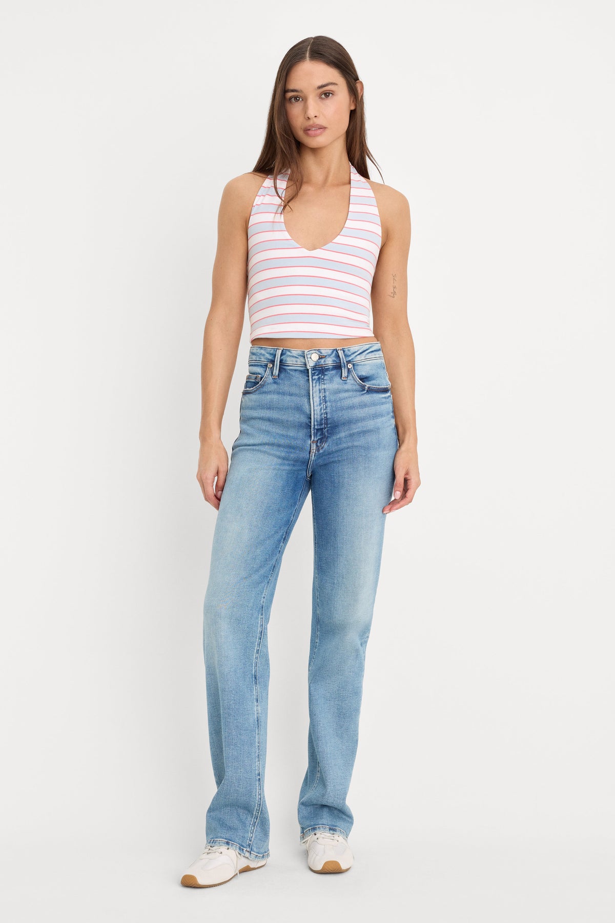 Luxury THE HALTER TANK SKY STRIPE