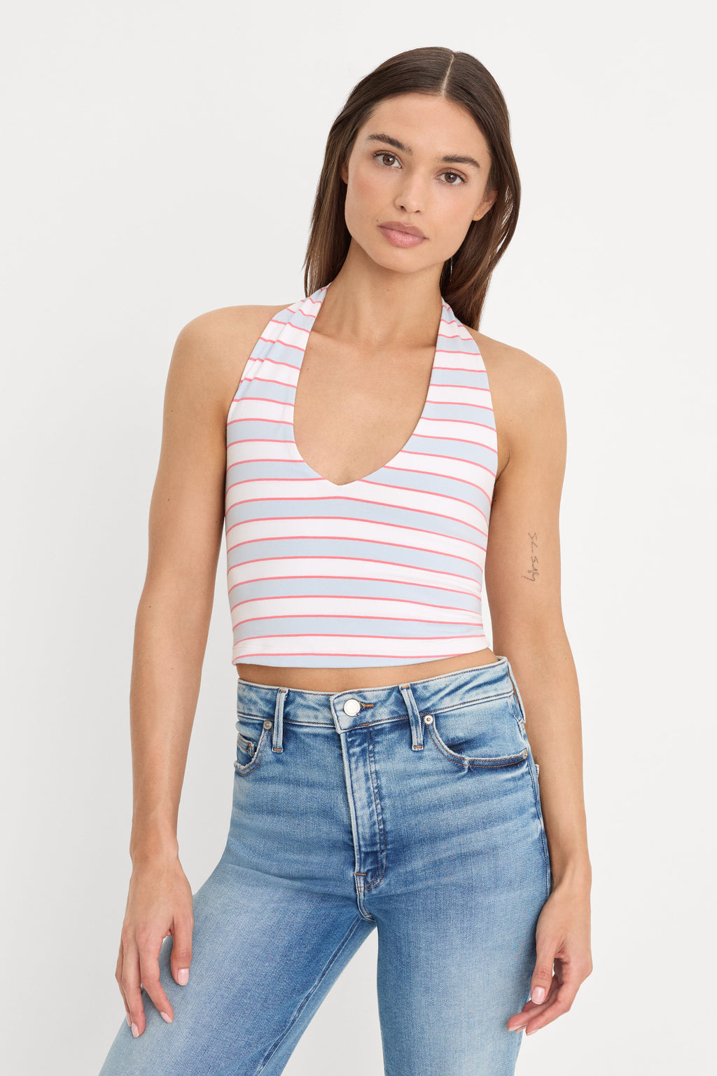 Luxury THE HALTER TANK SKY STRIPE