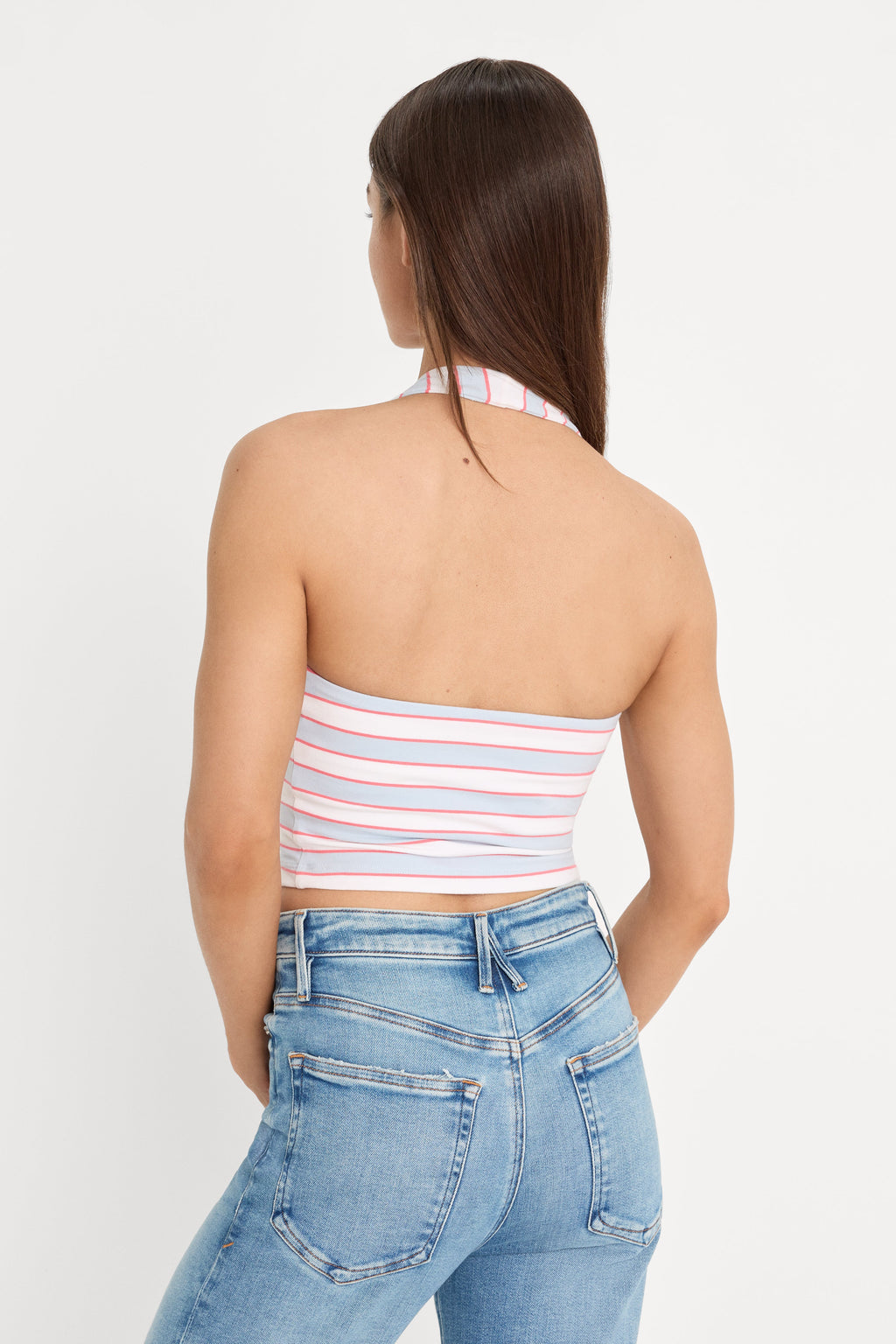 Luxury THE HALTER TANK SKY STRIPE