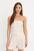 Luxury LINEN STRAPLESS TOP OAT