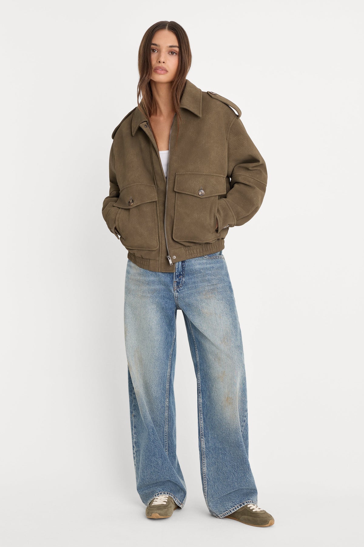 Luxury THE BETTER THAN LEATHER BOMBER JACKET STONE