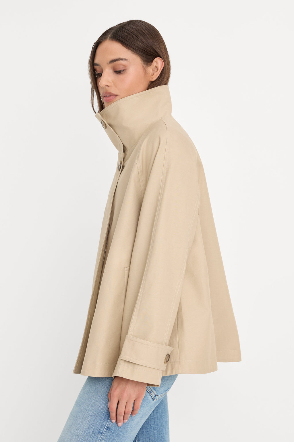 Luxury THE FUNNEL NECK TRENCH LIGHT TAUPE