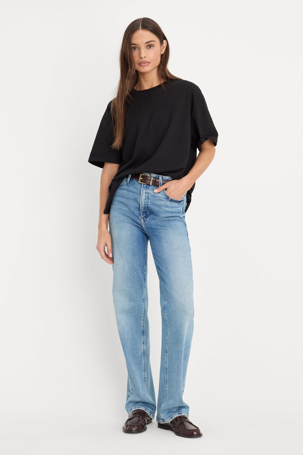 Luxury COTTON OVERSIZED TEE BLACK001