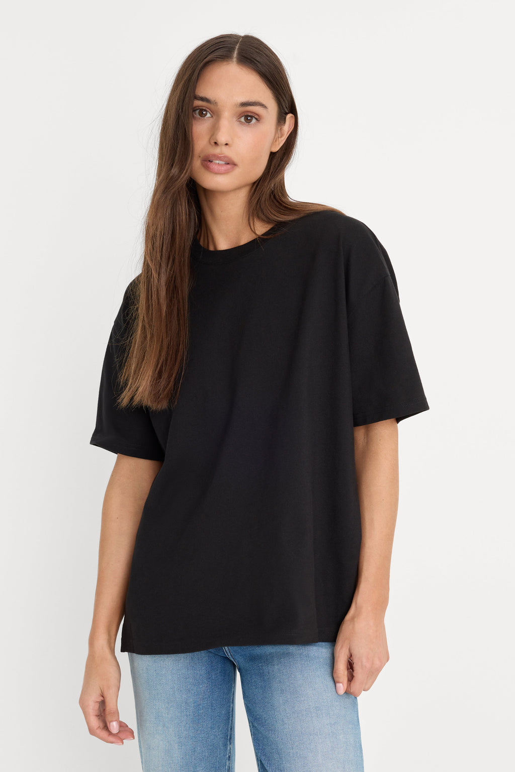 Luxury COTTON OVERSIZED TEE BLACK001