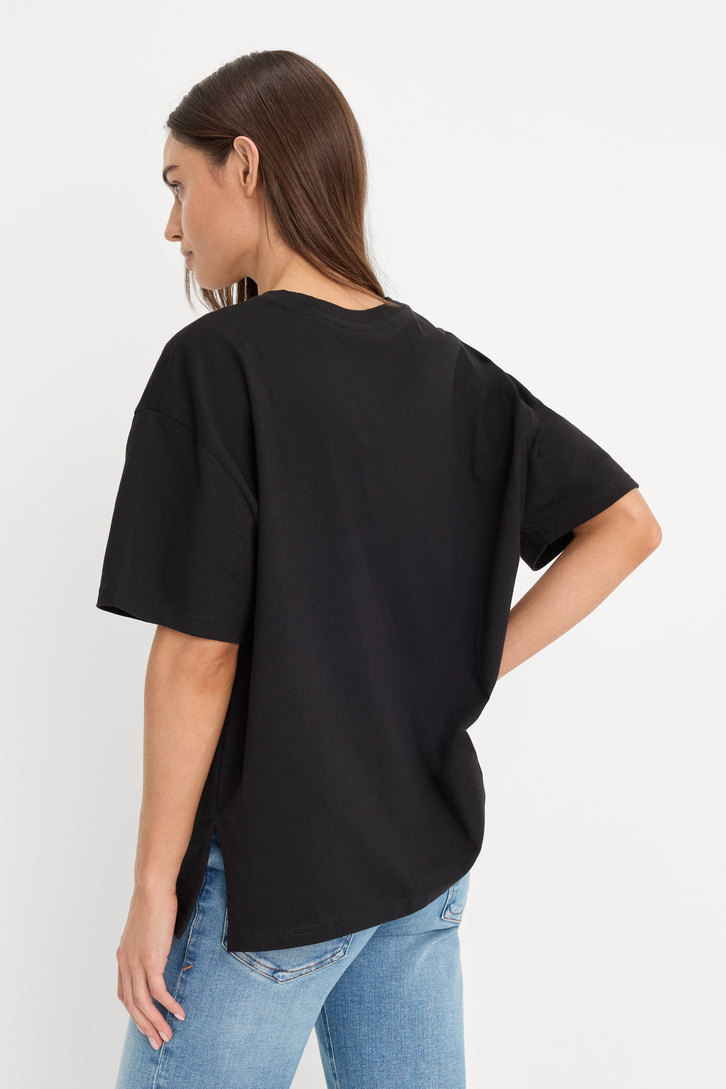 Luxury COTTON OVERSIZED TEE BLACK001