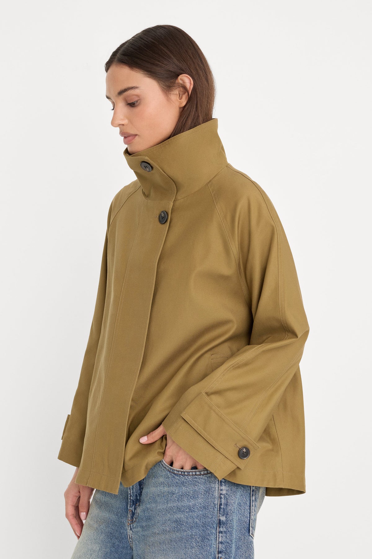 Luxury THE FUNNEL NECK TRENCH FATIGUE