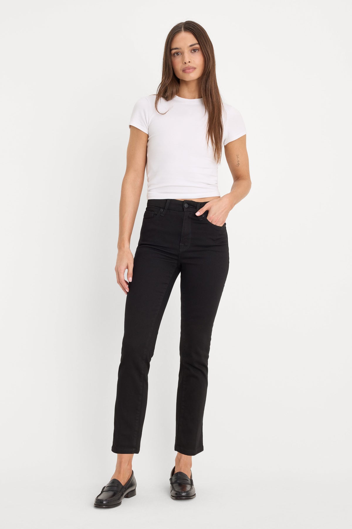 Luxury NEVER FADES GOOD LEGS STRAIGHT JEANS BLACK001