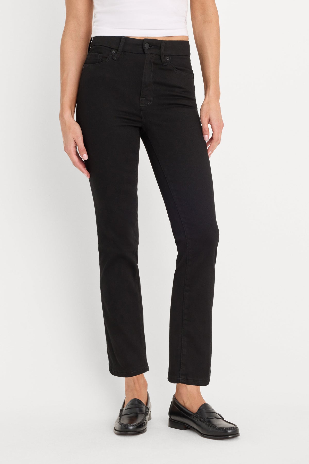 Luxury NEVER FADES GOOD LEGS STRAIGHT JEANS BLACK001