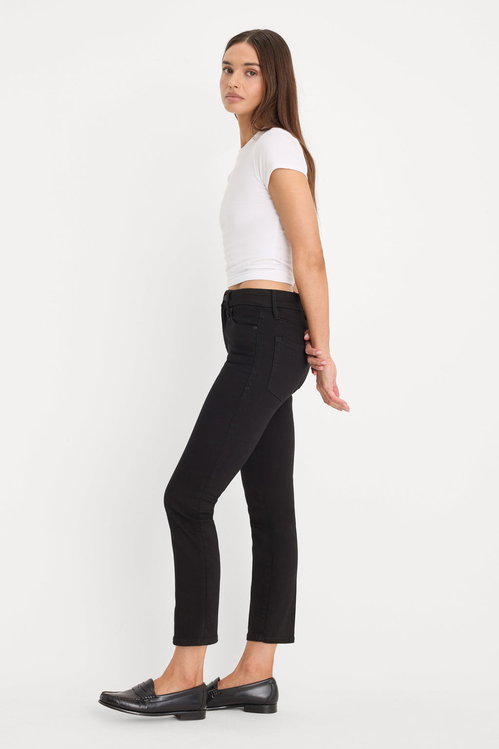 Luxury NEVER FADES GOOD LEGS STRAIGHT JEANS BLACK001