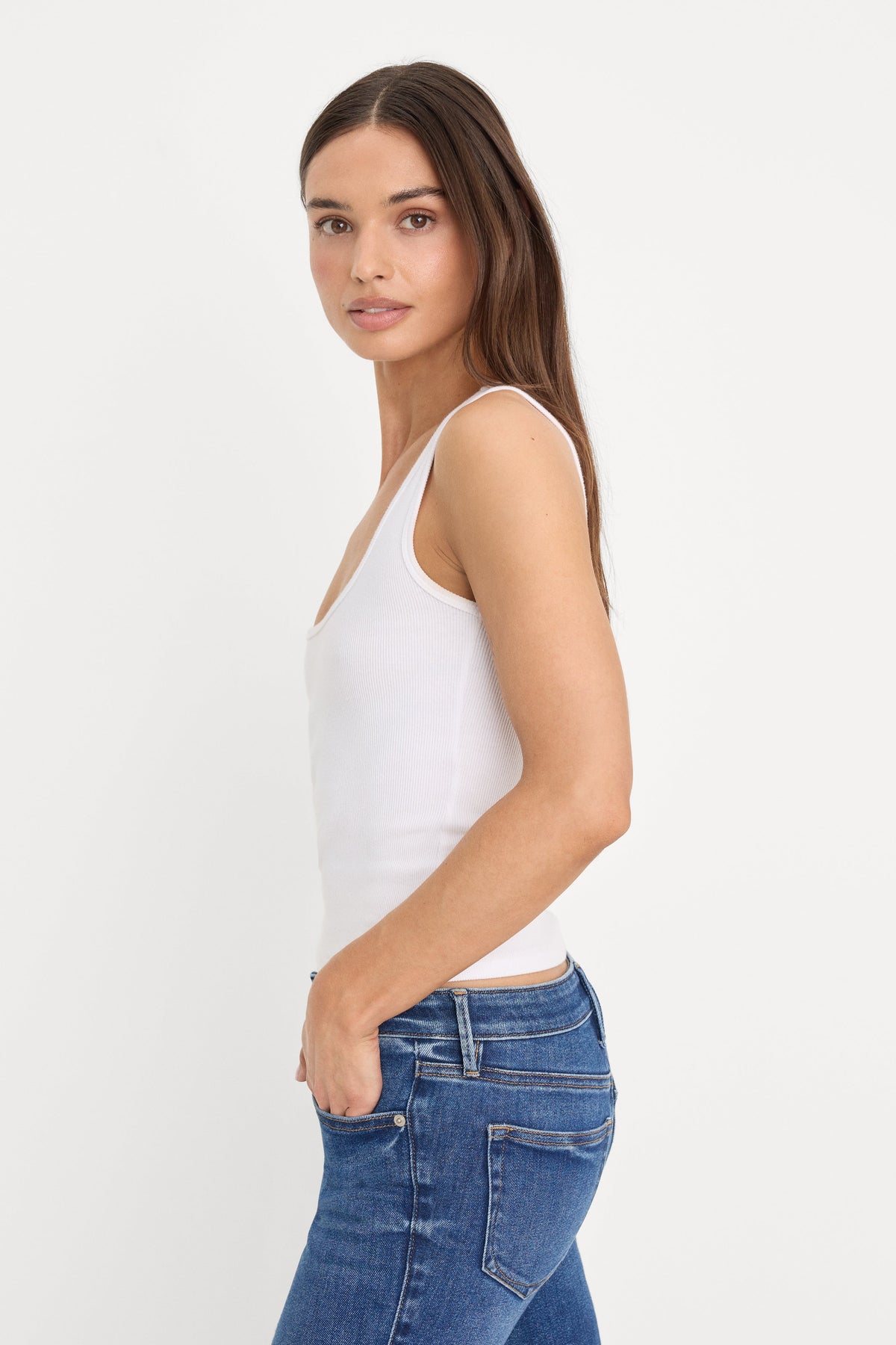 Luxury MICRO RIB TANK TOP WHITE001