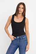 Luxury MICRO RIB TANK TOP BLACK001