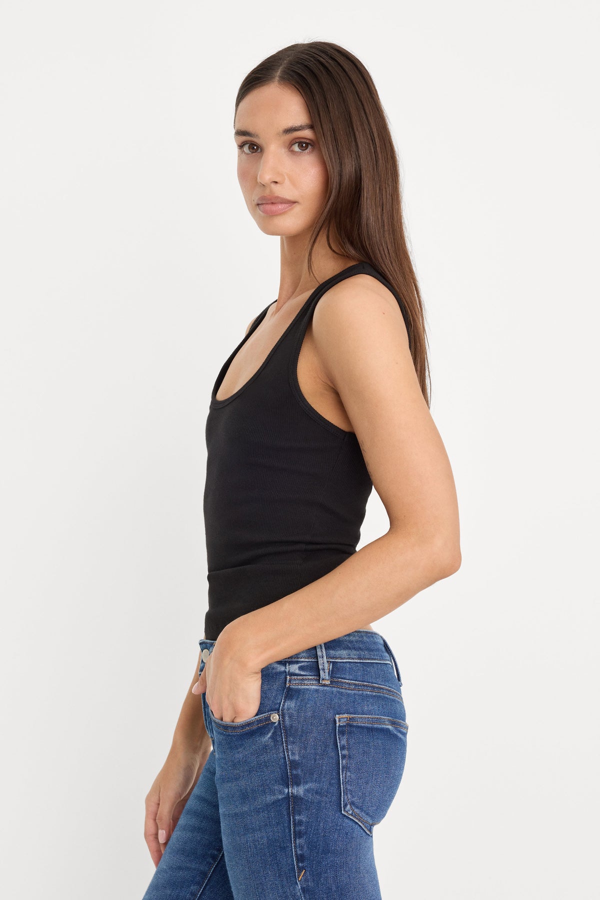 Luxury MICRO RIB TANK TOP BLACK001