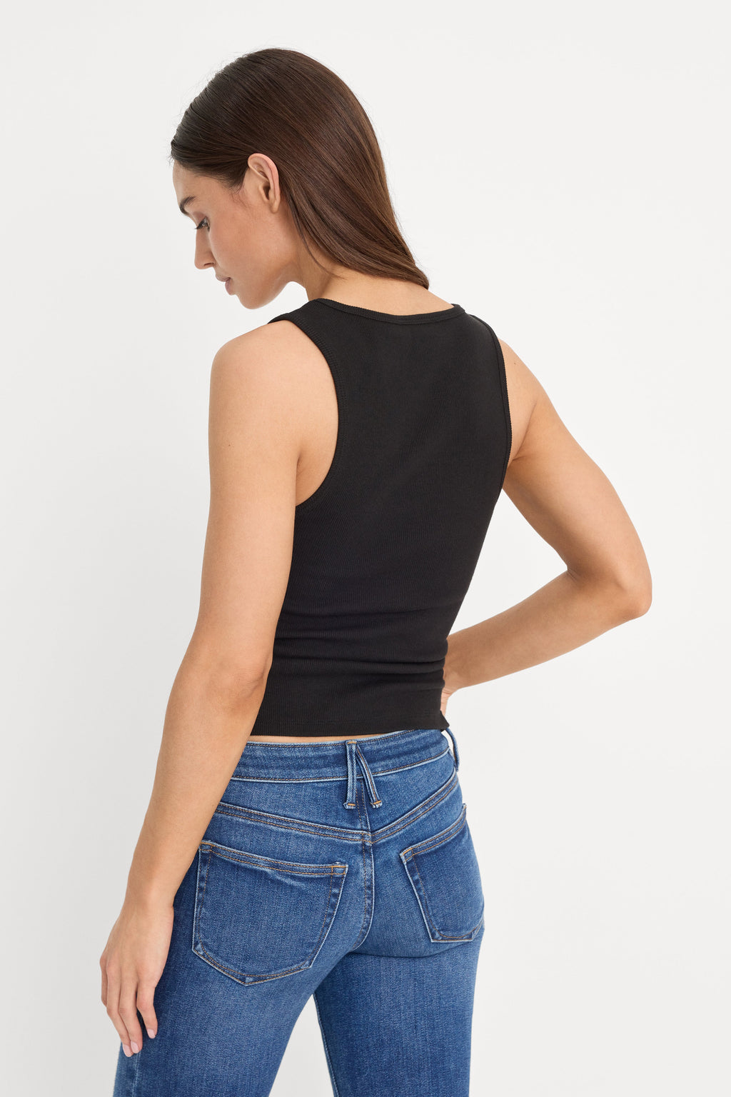 Luxury MICRO RIB TANK TOP BLACK001