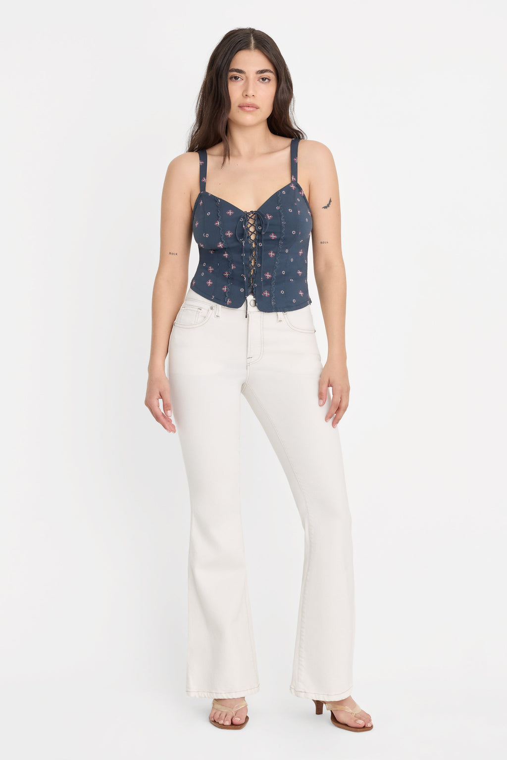 Luxury DOLLY JOLEANS PETITE FLARE JEANS VINTAGE WHITE