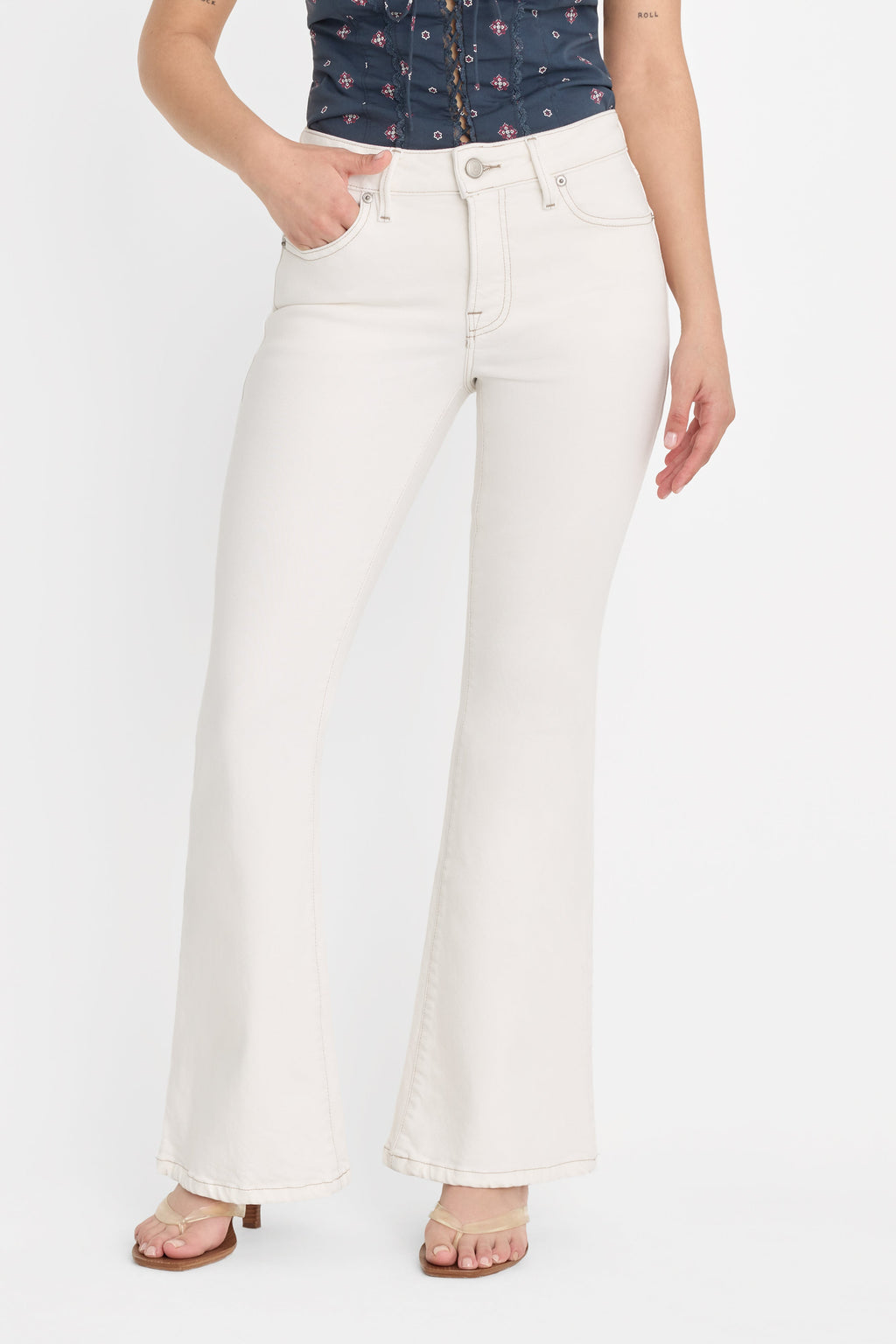 Luxury DOLLY JOLEANS PETITE FLARE JEANS VINTAGE WHITE