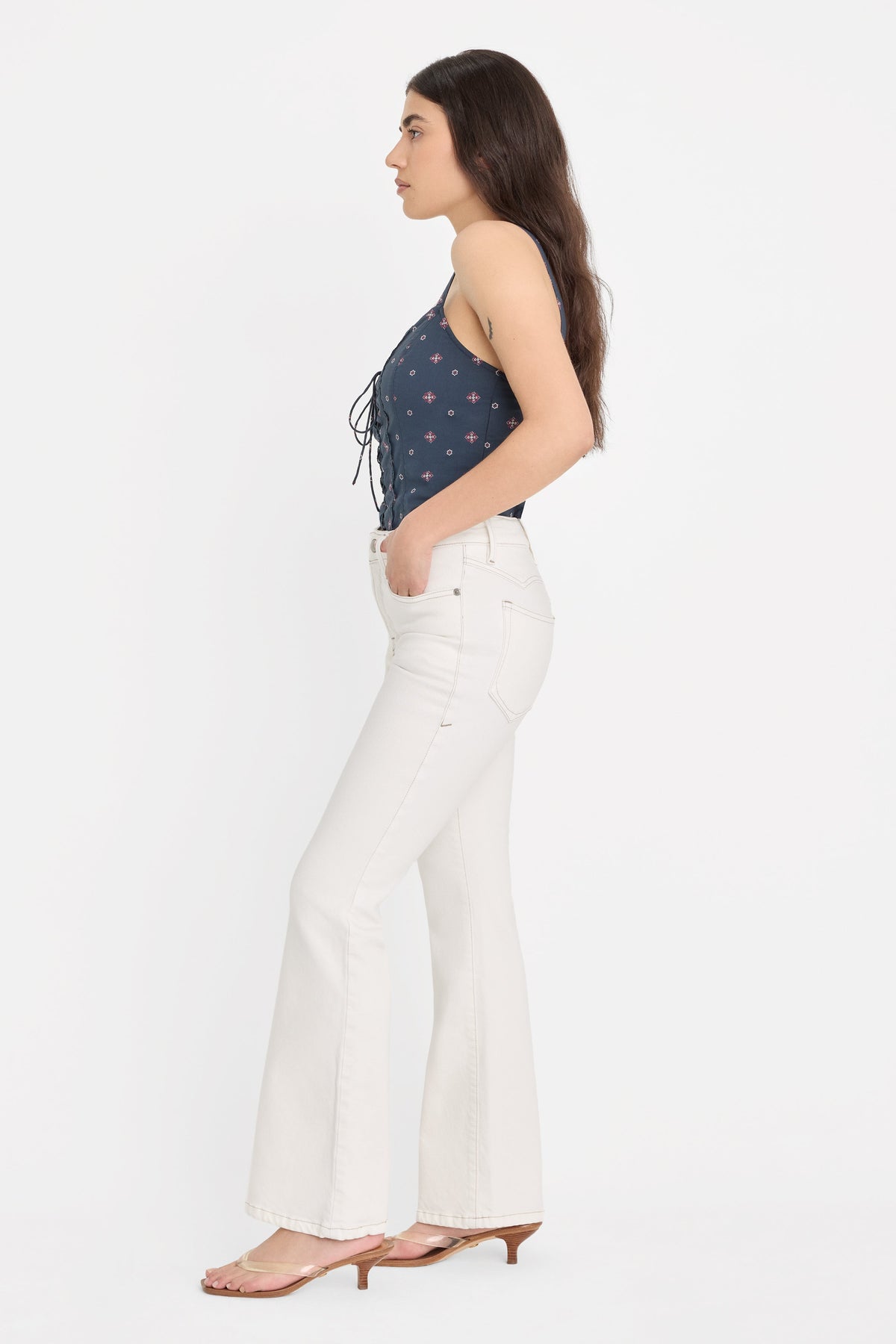 Luxury DOLLY JOLEANS PETITE FLARE JEANS VINTAGE WHITE