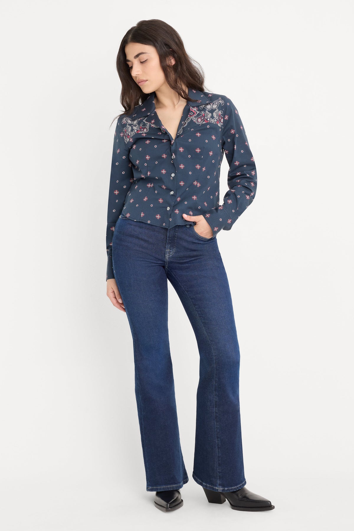 Luxury DOLLY JOLEANS PETITE FLARE JEANS INDIGO1193