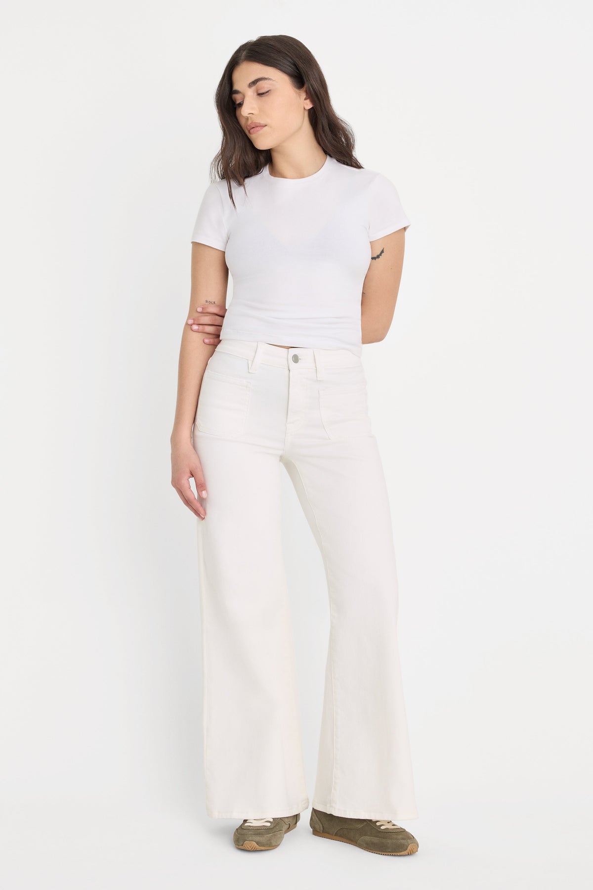 Luxury GOOD PETITE PALAZZO JEANS WHITE001