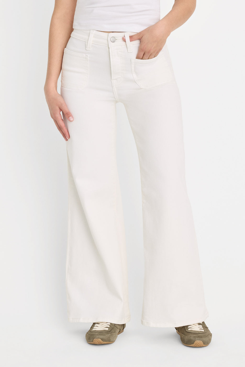 Luxury GOOD PETITE PALAZZO JEANS WHITE001
