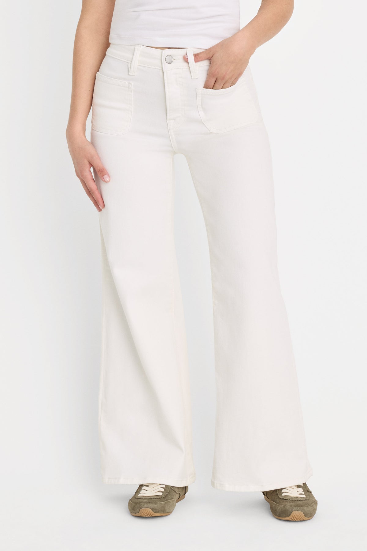 Luxury GOOD PETITE PALAZZO JEANS WHITE001
