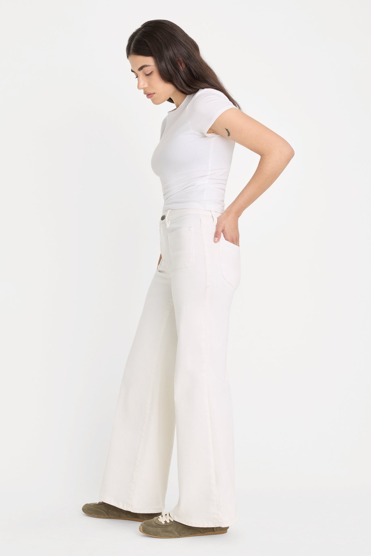 Luxury GOOD PETITE PALAZZO JEANS WHITE001