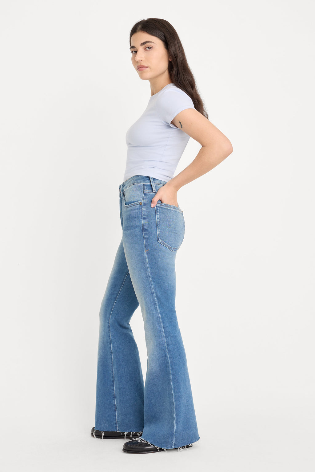 Luxury SOFT TECH GOOD PETITE FLARE JEANS INDIGO1211