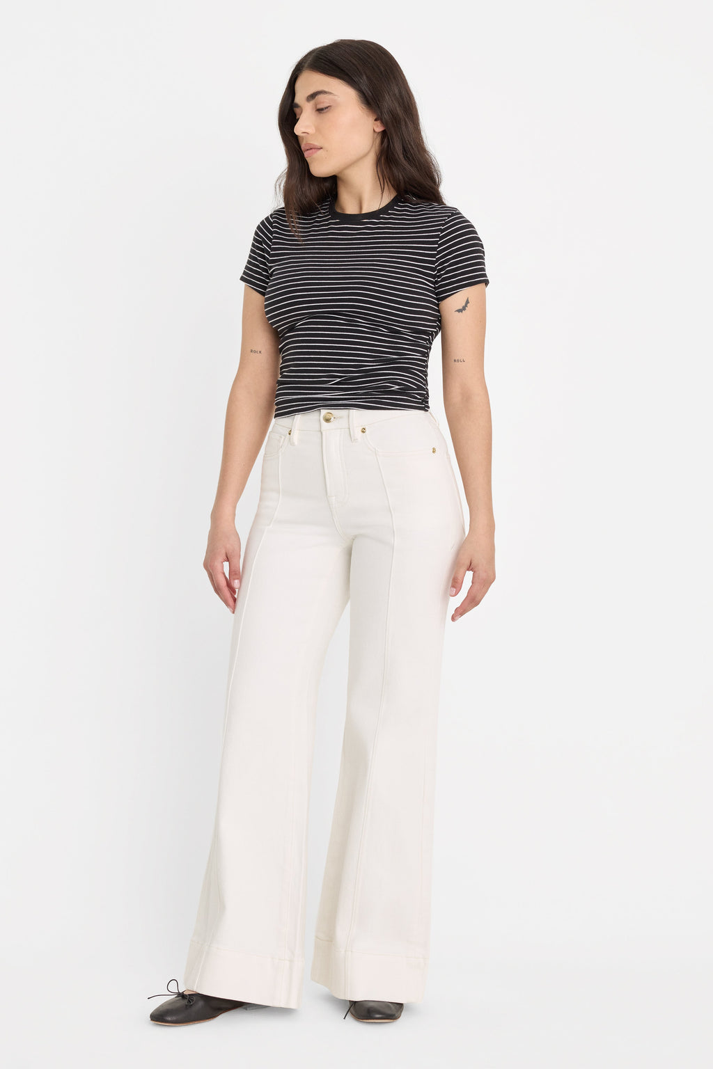 Luxury GOOD PETITE PALAZZO JEANS COTTON WHITE