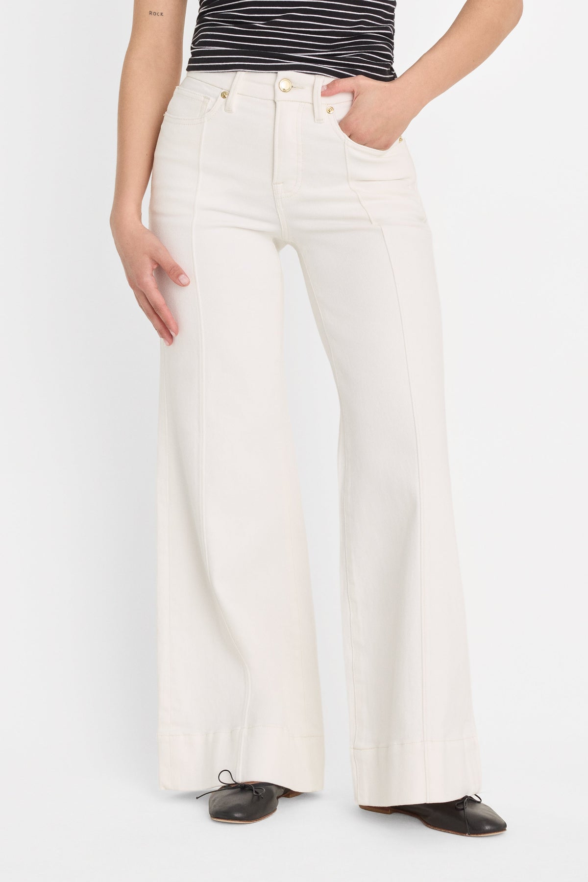 Luxury GOOD PETITE PALAZZO JEANS COTTON WHITE