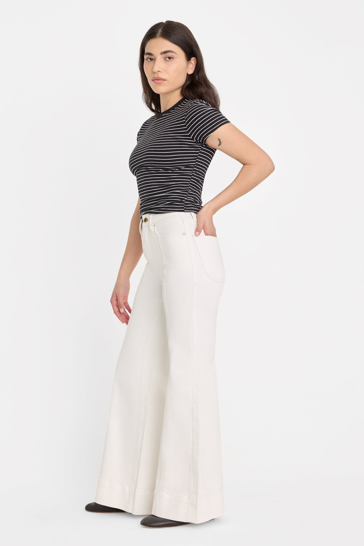 Luxury GOOD PETITE PALAZZO JEANS COTTON WHITE