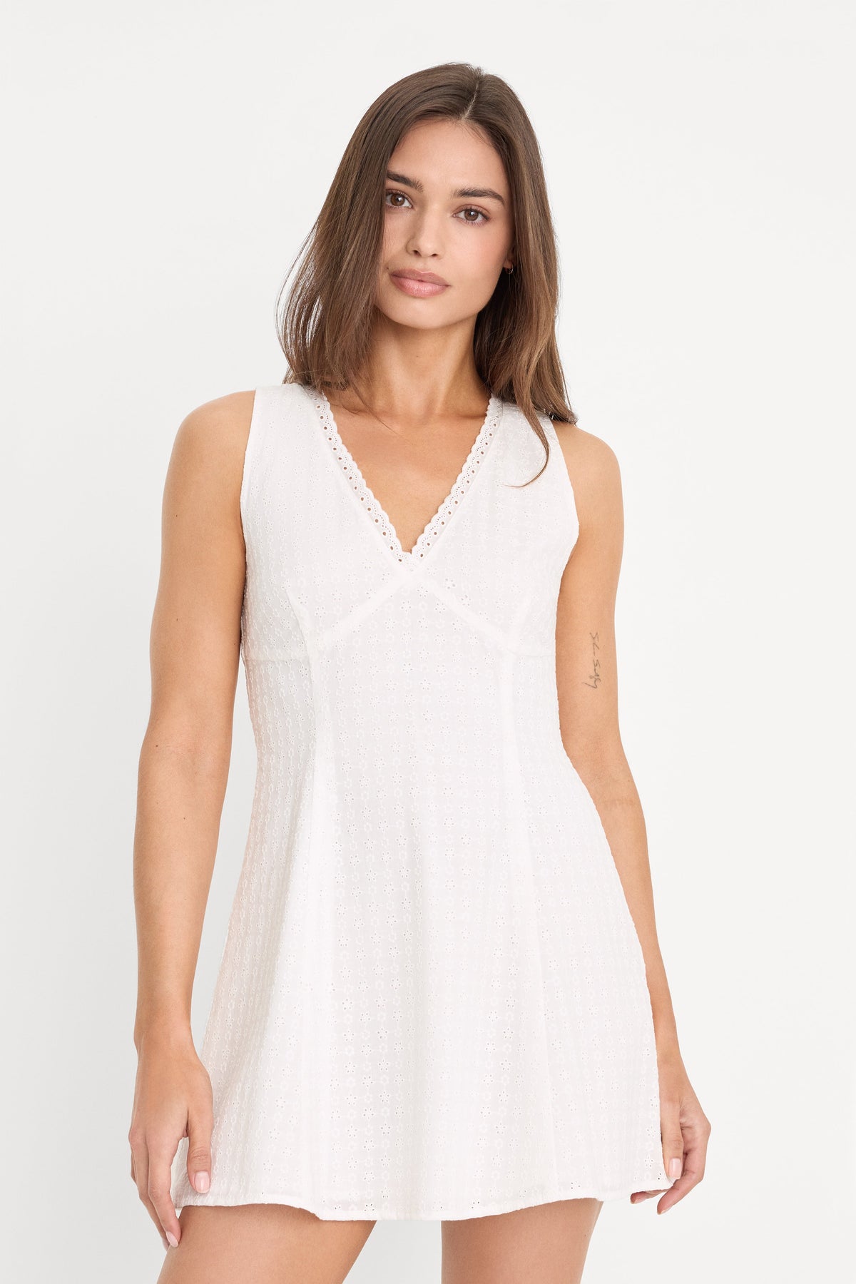 Luxury THE EYELET MINI DRESS WHITE001