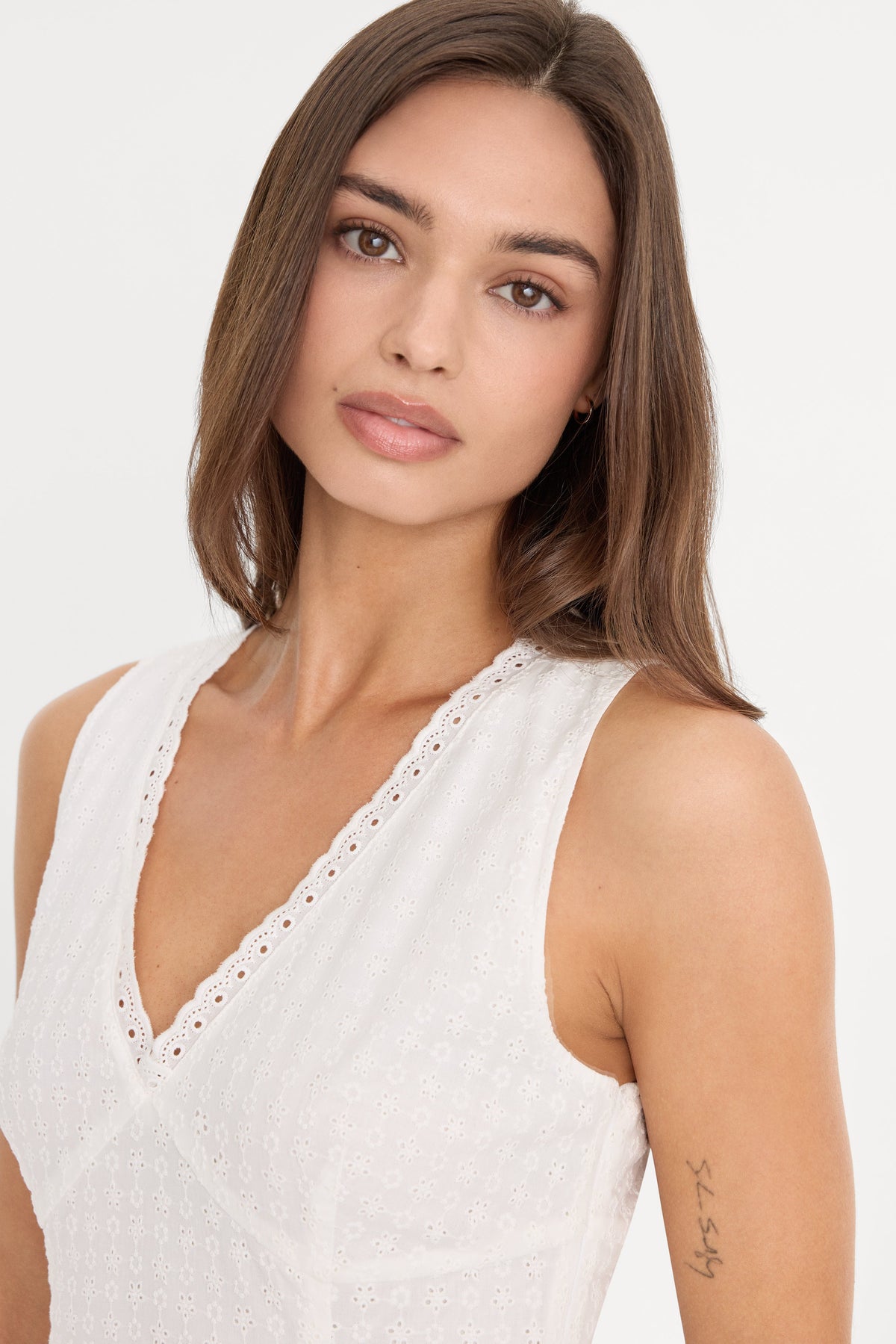 Luxury THE EYELET MINI DRESS WHITE001