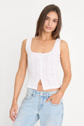 Luxury THE POINTELLE BUTTON DOWN TANK WHITE001