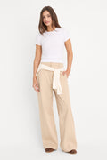 Luxury THE SEAMED WIDE LEG TROUSER LIGHT TAUPE