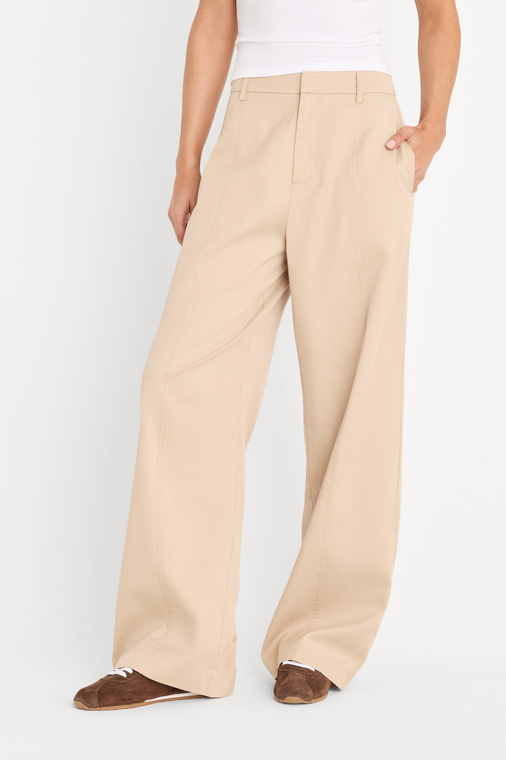 Luxury THE SEAMED WIDE LEG TROUSER LIGHT TAUPE