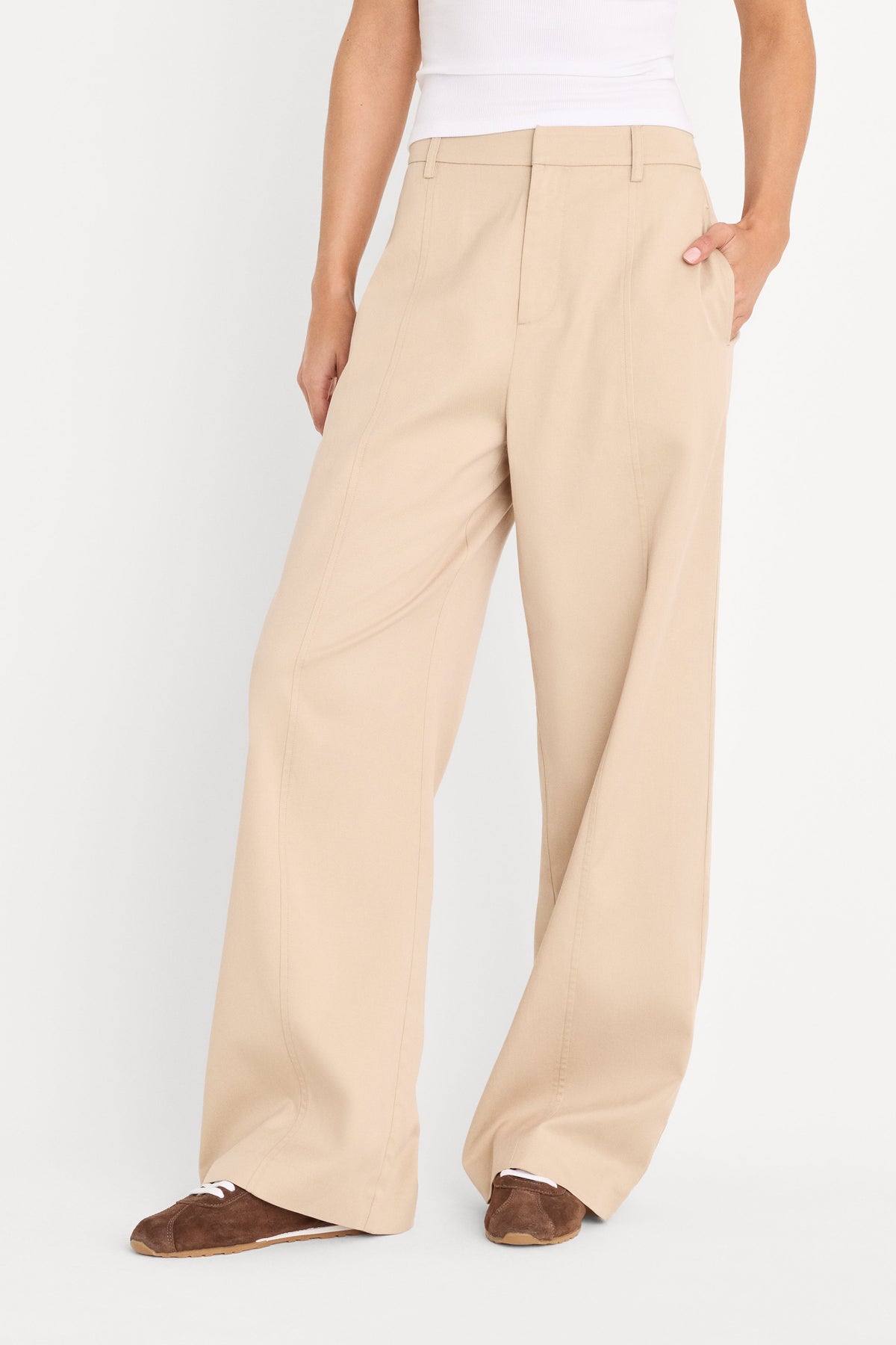 Luxury THE SEAMED WIDE LEG TROUSER LIGHT TAUPE