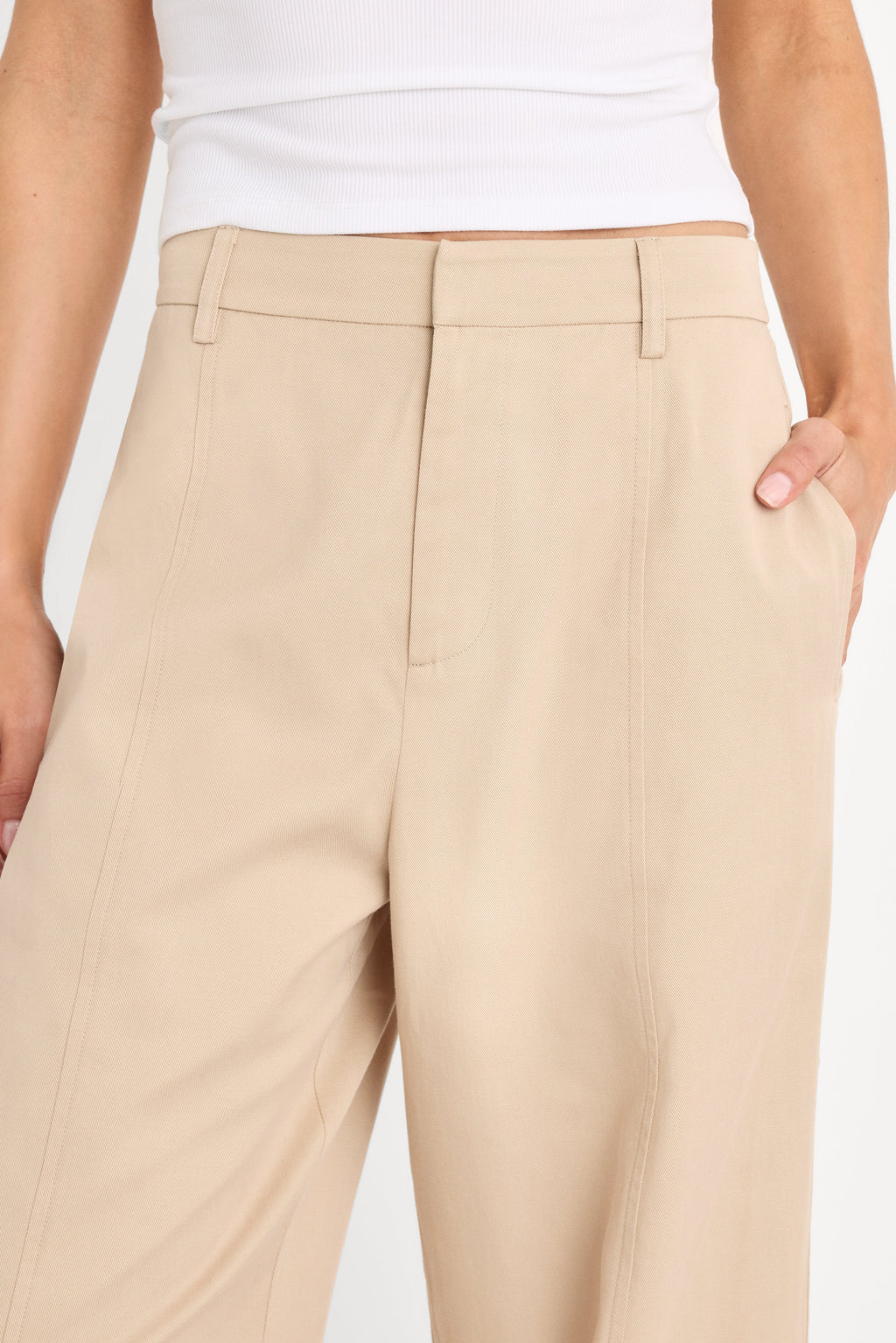 Luxury THE SEAMED WIDE LEG TROUSER LIGHT TAUPE