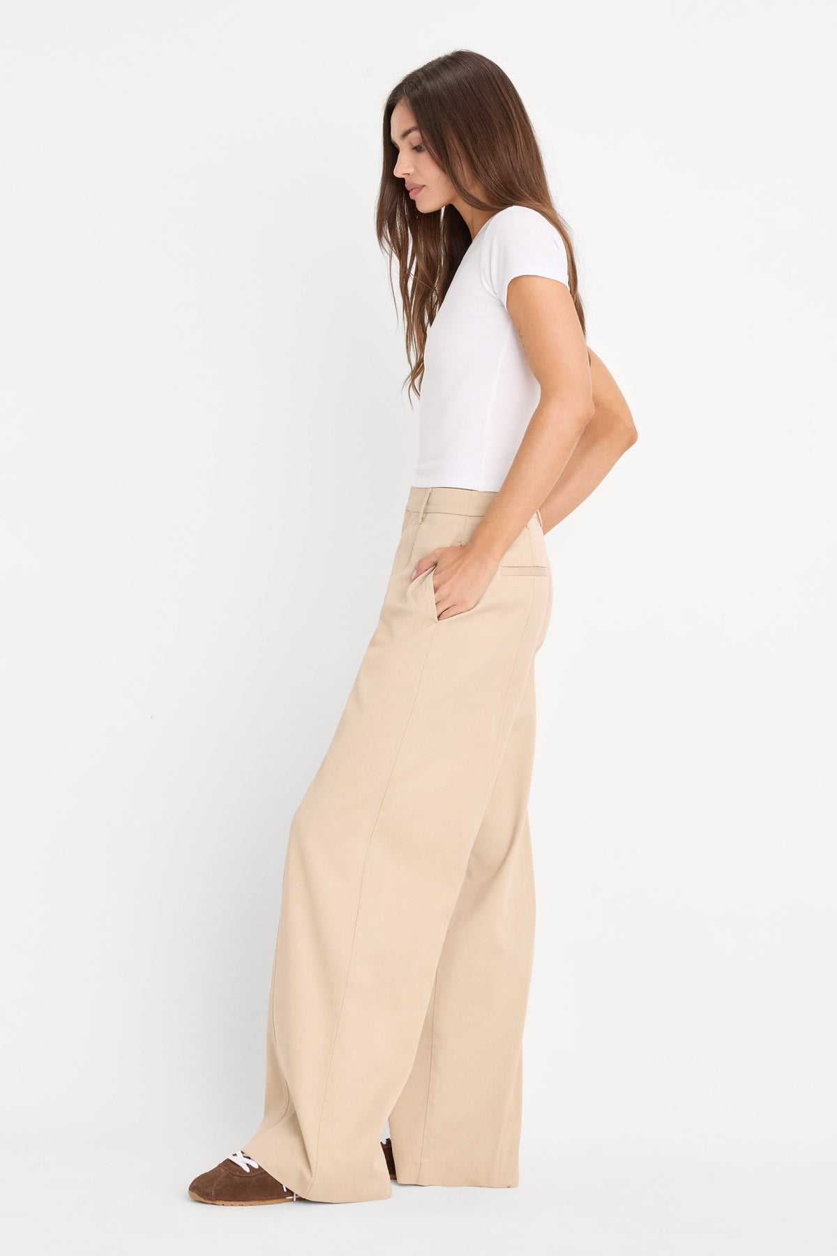 Luxury THE SEAMED WIDE LEG TROUSER LIGHT TAUPE
