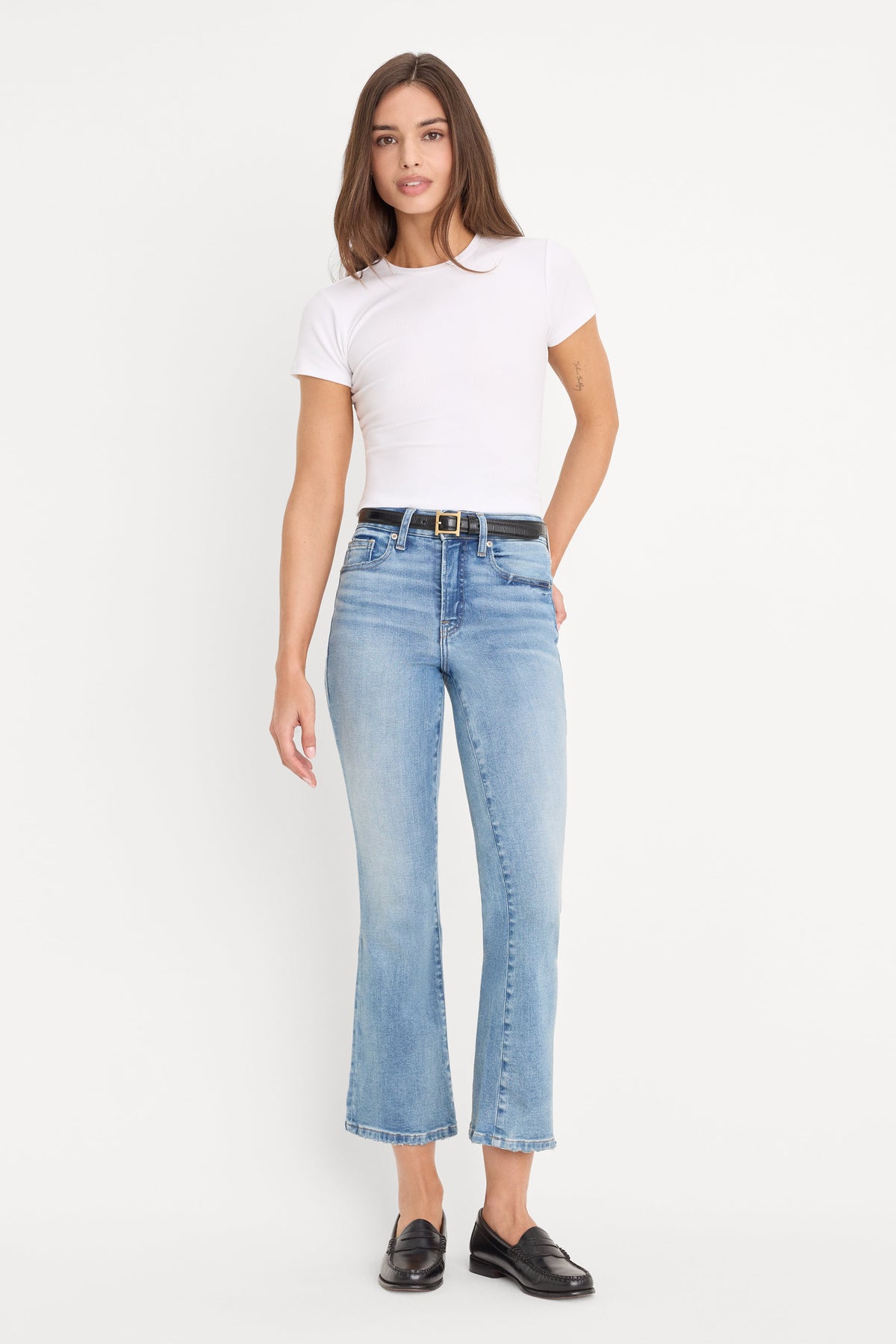 Luxury SOFT TECH GOOD LEGS CROP MINI BOOT JEANS INDIGO1293
