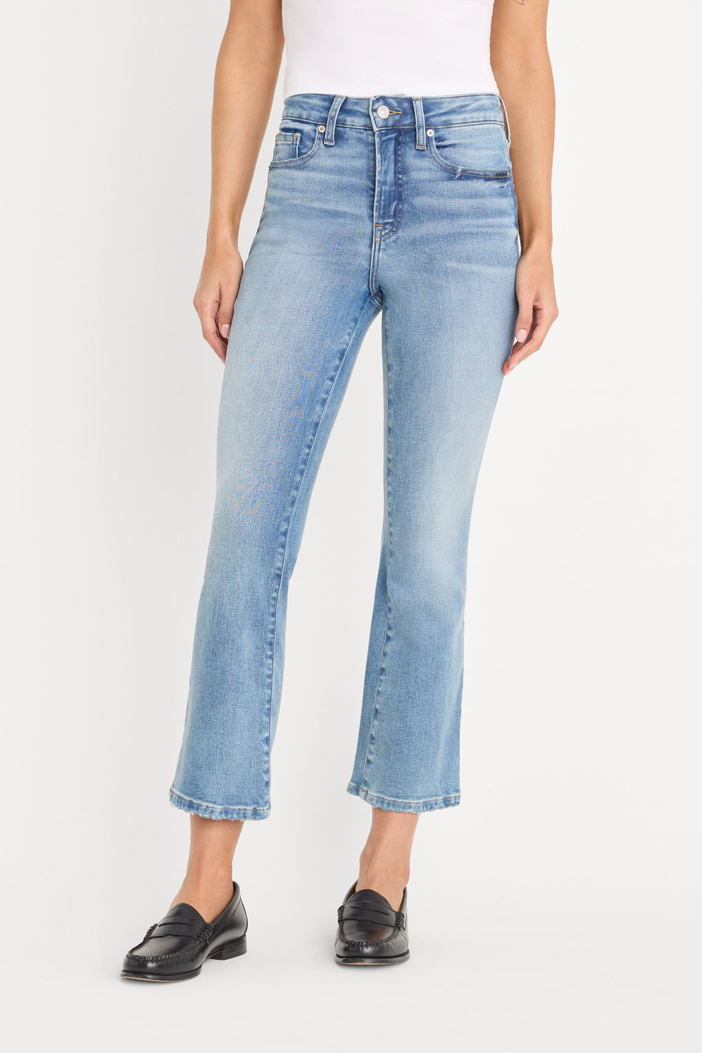 Luxury SOFT TECH GOOD LEGS CROP MINI BOOT JEANS INDIGO1293