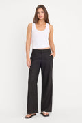 Luxury THE WIDE LEG LINEN TROUSER BLACK