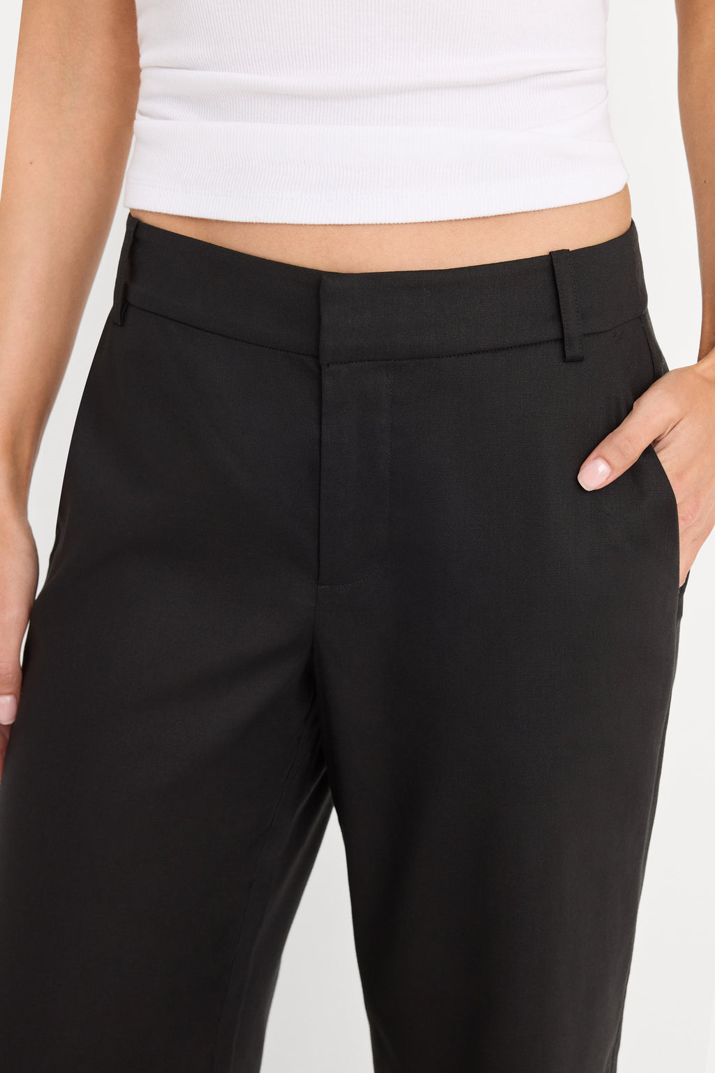 Luxury THE WIDE LEG LINEN TROUSER BLACK