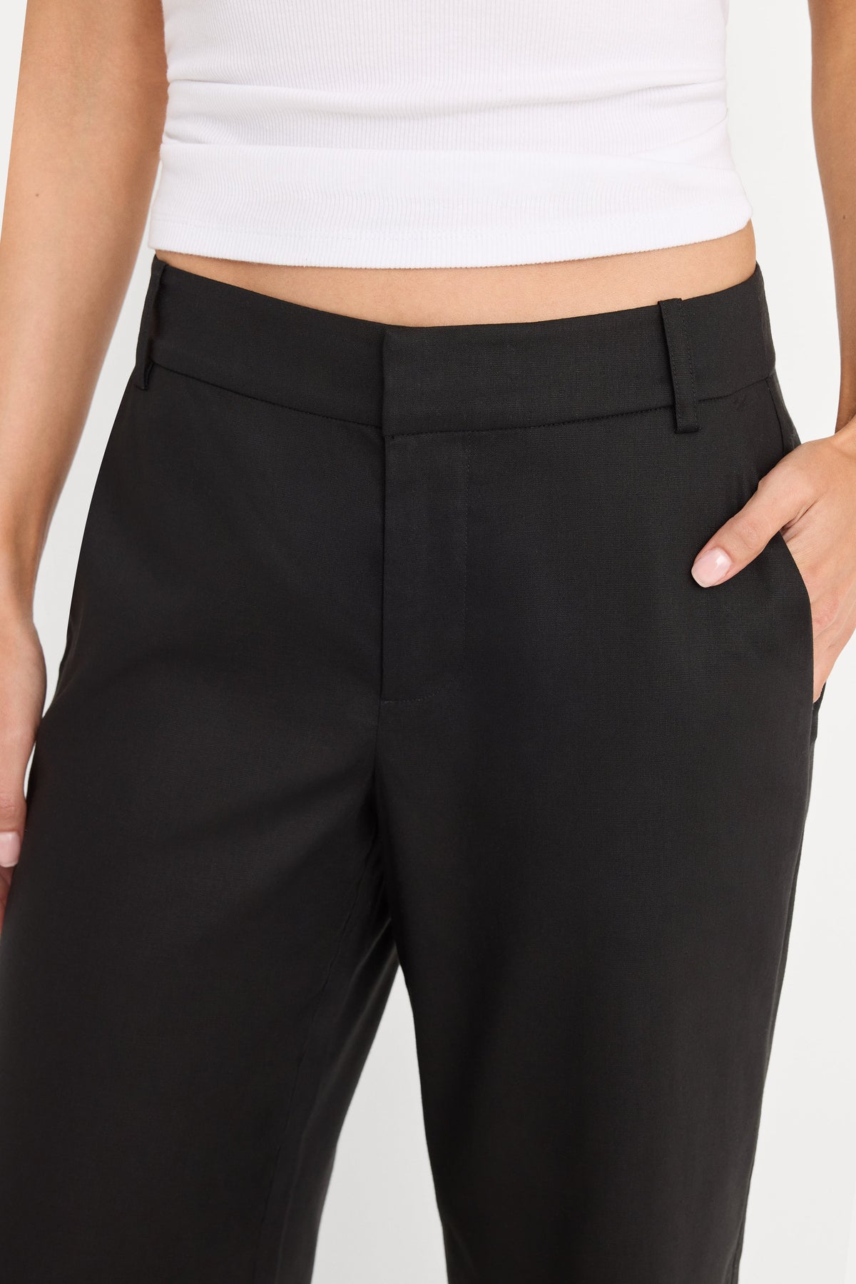 Luxury THE WIDE LEG LINEN TROUSER BLACK