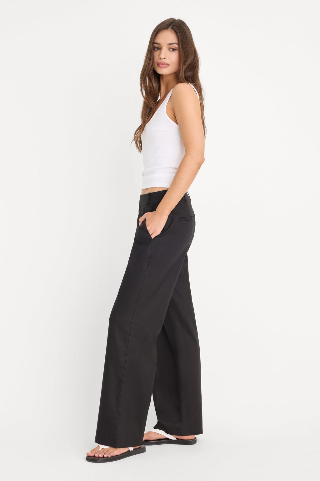 Luxury THE WIDE LEG LINEN TROUSER BLACK