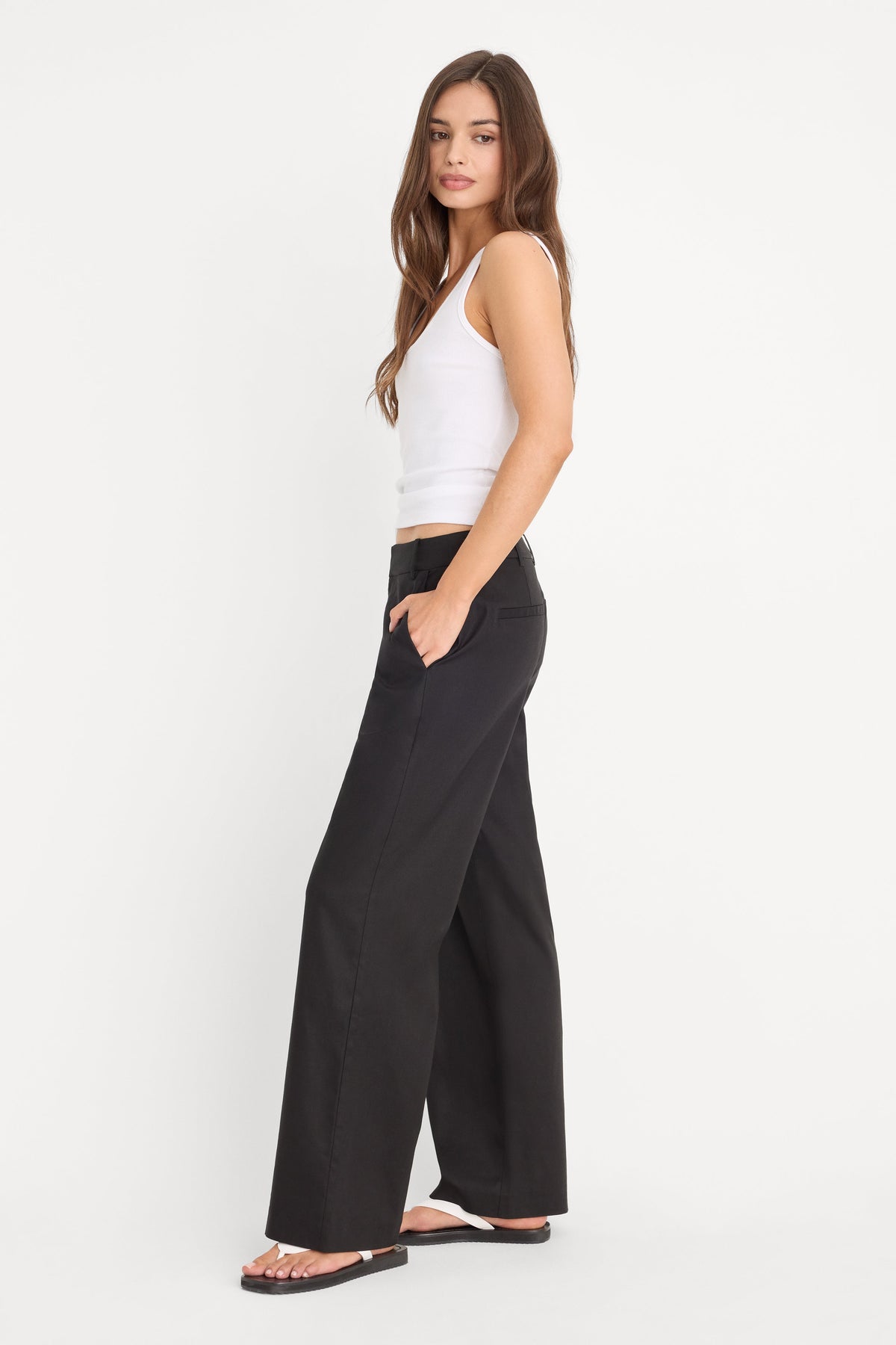 Luxury THE WIDE LEG LINEN TROUSER BLACK