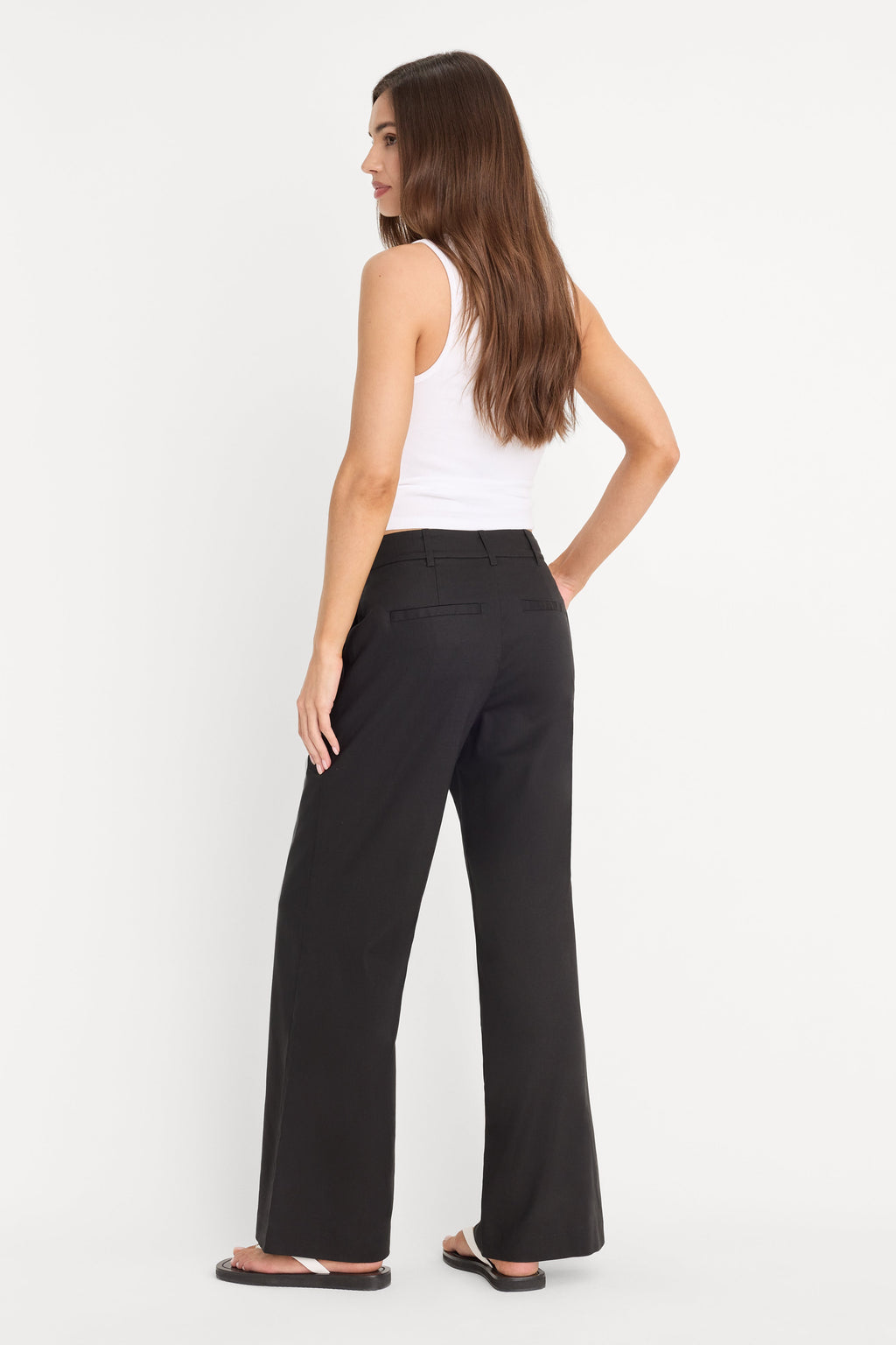 Luxury THE WIDE LEG LINEN TROUSER BLACK