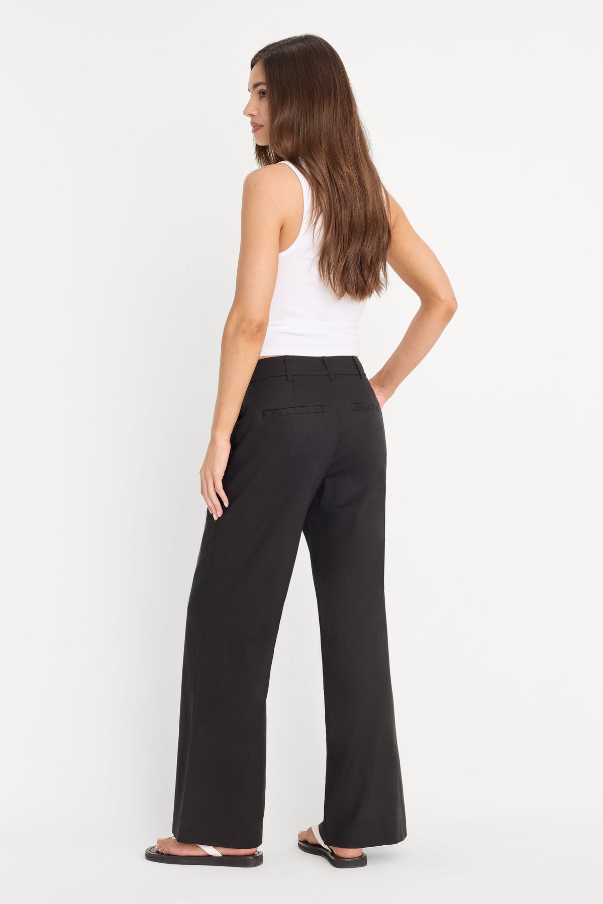 Luxury THE WIDE LEG LINEN TROUSER BLACK