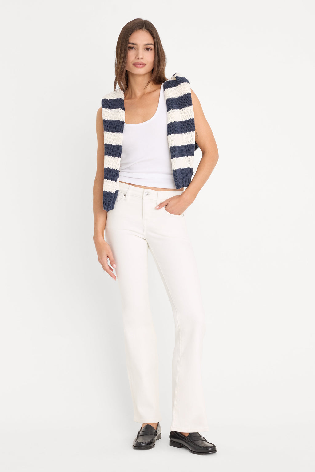 Luxury GOOD LOW RISE BOOTCUT JEANS WHITE001