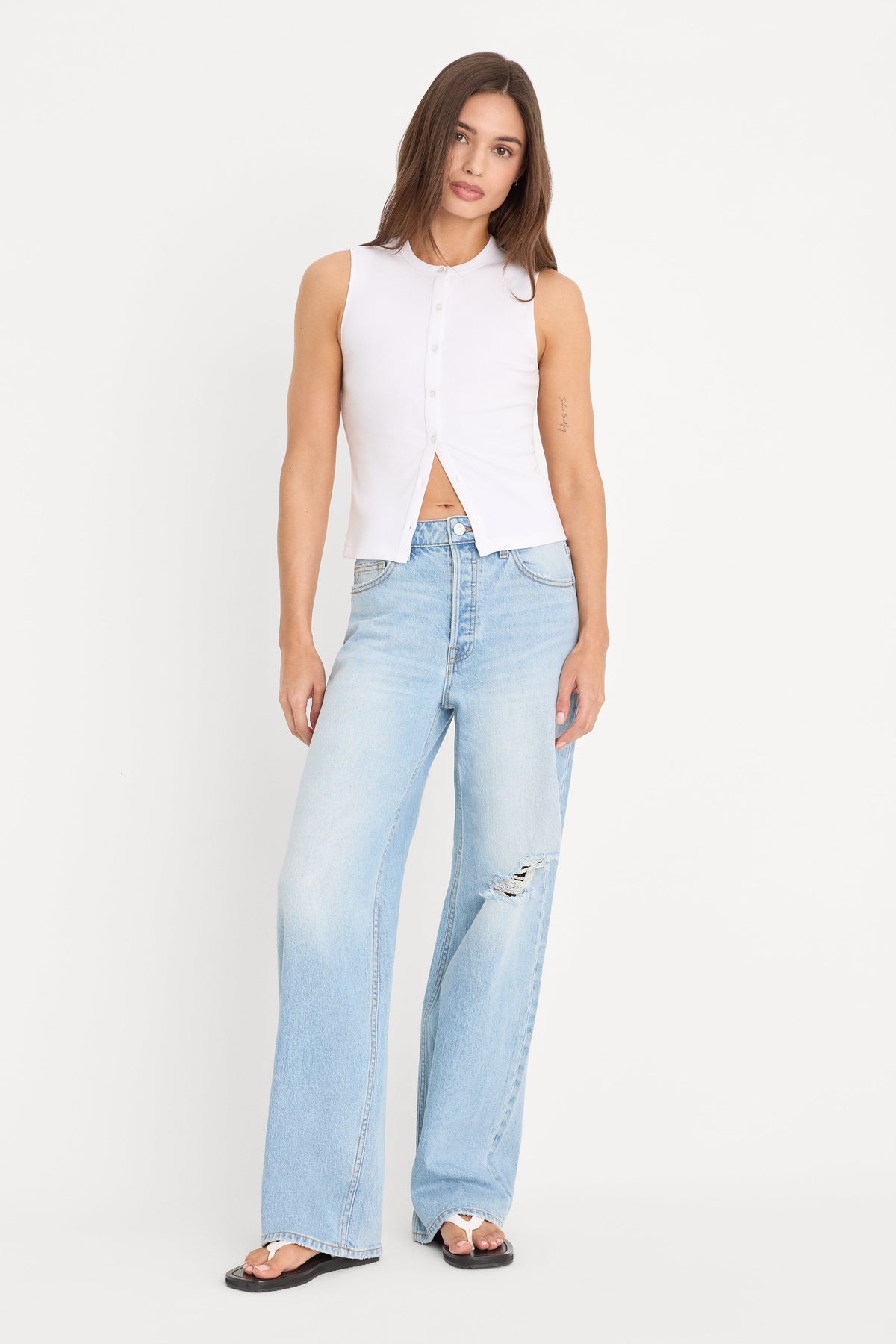 Luxury THE RIB SPLAY TOP WHITE