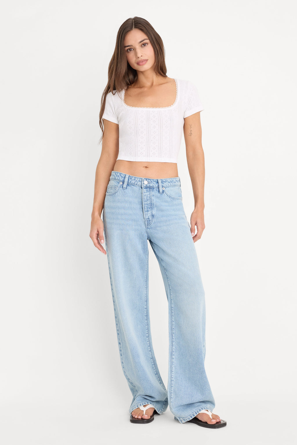 Luxury THE POINTELLE SQUARE NECK TOP WHITE001