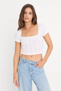 Luxury THE POINTELLE SQUARE NECK TOP WHITE001